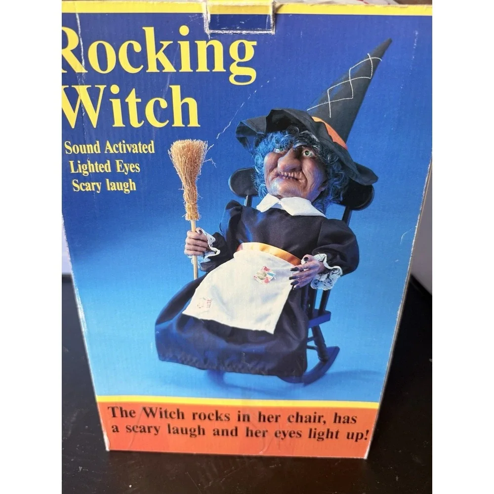 Vintage 1991 Gemmy Halloween Rocking Witch Sound Activated Scary Laugh Voice